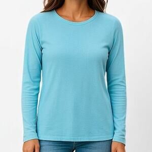 National Jean Company Vintage Womens T-Shirt Long Sleeve Jewel Neck Stretch
